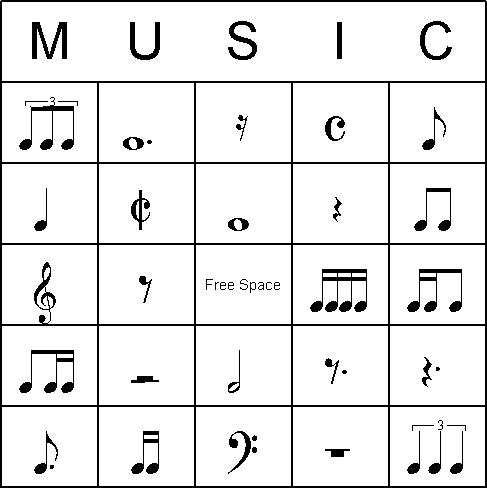 Music Bingo Card